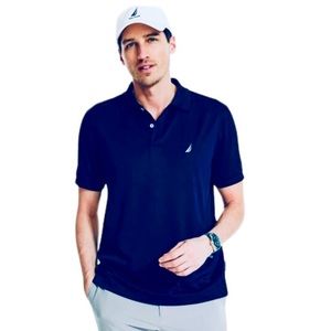 Nautica 100% Cotton Mens Short Sleeves Navy Blue Polo Shirt Size M